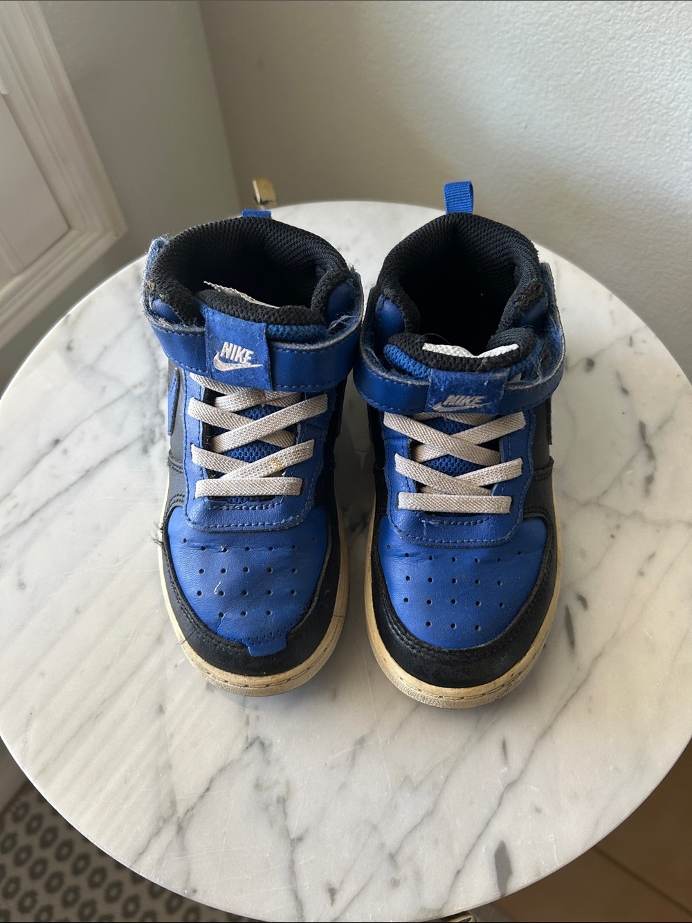 Nike Kids Blue and Black High-Top Sneakers with White Accents